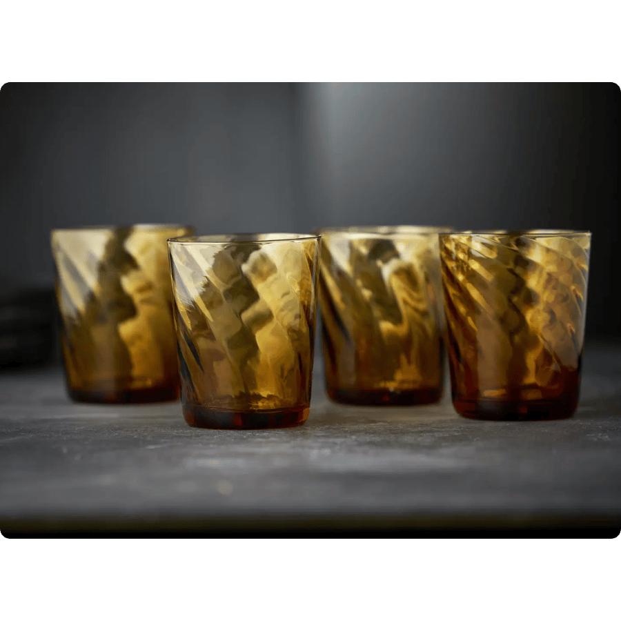 Lyngby Glas Vandglas 30 cl 4 stk i amber, Vienna